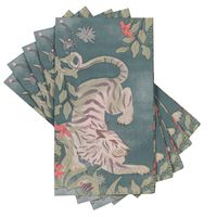 set de 12 servilletas de papel con tigre en azul gris y verde