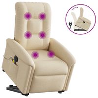 vidaxl silla de masaje reclinable de pie de tela color crema