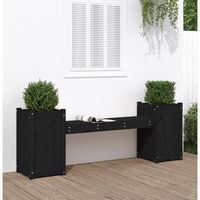 vidaxl banco con jardineras madera maciza de pino negro 180x36x63 cm