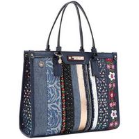 nicole lee bolso de mano bolso estructurado con parche floral azul para mujer