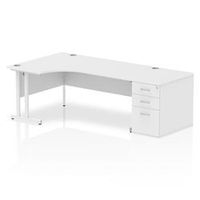 impulse 1800mm left crescent desk white cantilever leg  desk high ped