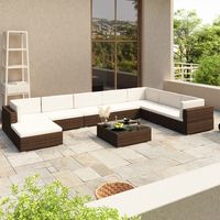 vidaxl set muebles de jardin 8 piezas y cojines ratan sintetico marron