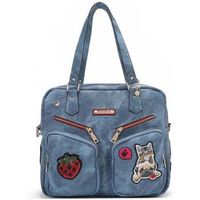 nicole lee bolso de mano bolso con cremallera y multiples parches azul para mujer