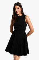 vestido skater de bengalina con espalda abierta negro