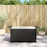 vidaxl banco de jardin con cojin ratan sintetico negro 116x46x57 cm