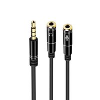 ewent cable adaptador audio jack 35m a 2x jack 35h de 3 pines 30cm negro