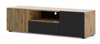 mueble para tv efecto madera crema y negro