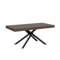 mesa extensible 90x160264 cm efecto madera nogal hierro