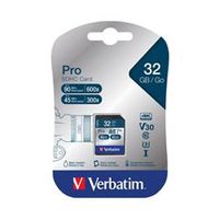 verbatim pro sdhc 32gb memory card class 10 uhs-i u3 47021