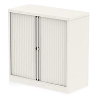 qube by bisley 1000mm side tambour cupboard chalk white no shelves