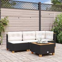 vidaxl sofa de jardin sin reposabrazos con cojines ratan pe negro