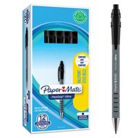 paper mate flexgrip pens - pack of 12 - black 10mm tip