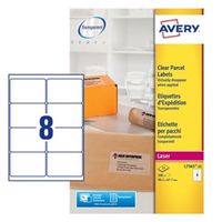 avery addressing laser labels 8 per sheet 991x677mm clear - l7565-25