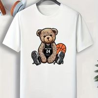 camiseta de manga corta con cuello redondo y estampado de oso de baloncesto para hombres camiseta grafica de moda casual ropa de estar en casa y pijama para el verano