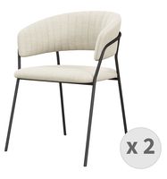 sillon de mesa crema y de metal negro x2