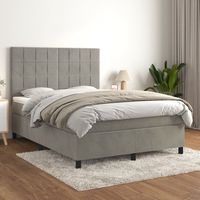 vidaxl cama box spring con colchon terciopelo gris claro 140x200 cm