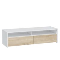 mueble tv 2 puertas blanco y roble 130 cm ancho