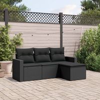 vidaxl juego de sofas jardin 4 pzas con cojines ratan sintetico negro