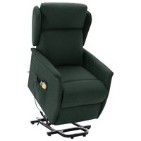 vidaxl sillon de masaje elevable tela verde oscuro