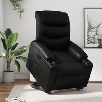 vidaxl sillon reclinable elevable electrico de cuero sintetico negro