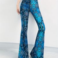 pantalones de talle alto estampados florales pantalones de pierna acampanada sexy para primavera y verano ropa de mujer