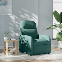 vidaxl sillon de masaje reclinable de tela verde oscuro