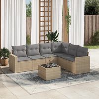 vidaxl set sofas de jardin 7 piezas y cojines ratan sintetico beige