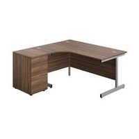 1600x1200 single left hand radial desk dark walnut-silver