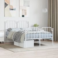 vidaxl estructura cama sin colchon con estribo metal blanco 120x200 cm