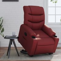 vidaxl sillon reclinable elevable cuero artificial rojo tinto