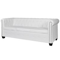 vidaxl sofa chesterfield de 3 plazas cuero sintetico blanco