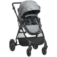 homcom 2 en 1 silla de paseo ligera cochecito para bebe de 0-36 meses plegable con asiento reversible 96x61x106 cm gris