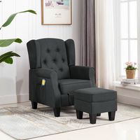 vidaxl sillon de masaje con reposapies tela gris oscuro