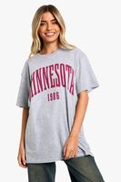 camiseta oversize con estampado universitario de minnesota gris