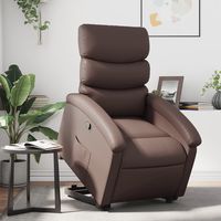 vidaxl sillon reclinable elevable cuero sintetico marron