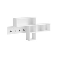 perchero de pared con 5 compartimentos y 4 ganchos madera blanco