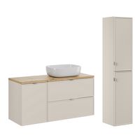 set de muebles con lavabo cesto de ropa y columna estratificado 120cm