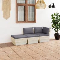 vidaxl muebles de jardin de palets 3 pzas y cojines madera de abeto