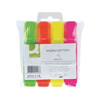 q-connect assorted highlighter pens 4 pack kf01116