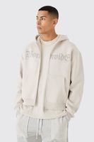 sudadera oversize recta worldwide con capucha y cremallera gris