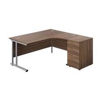 1600x1200 twin upright right hand radial desk dark walnut-silver