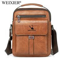 bolso de mensajero para hombres weixier pu tendencia retro bolso de hombro para hombres bolso impermeable bolso de mano mochila para hombres