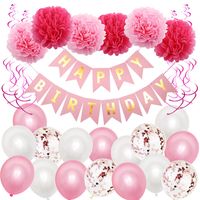 banner de decoracion de fiesta de cumpleanos feliz con globos de fondo