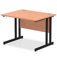 impulse 1000 x 800mm straight desk beech top black cantilever leg