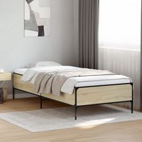 vidaxl estructura cama madera ingenieria metal roble sonoma 90x200 cm