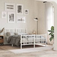 vidaxl estructura cama sin colchon con estribo metal blanco 140x200 cm