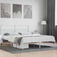 vidaxl estructura cama sin colchon con cabecero metal blanco 183x213cm