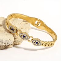 pulsera de acero inoxidable con patron de ojo del mal brazalete de puno con piedras de la suerte para hombres y mujeres joyeria de moda