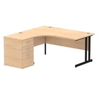 impulse 1600 lh crescent desk maple black cantilever 600 desk high ped