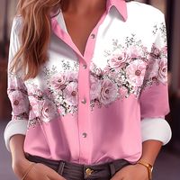 camisa de manga larga con estampado floral y detalles de empalme camisa casual con botones delanteros ropa de mujer